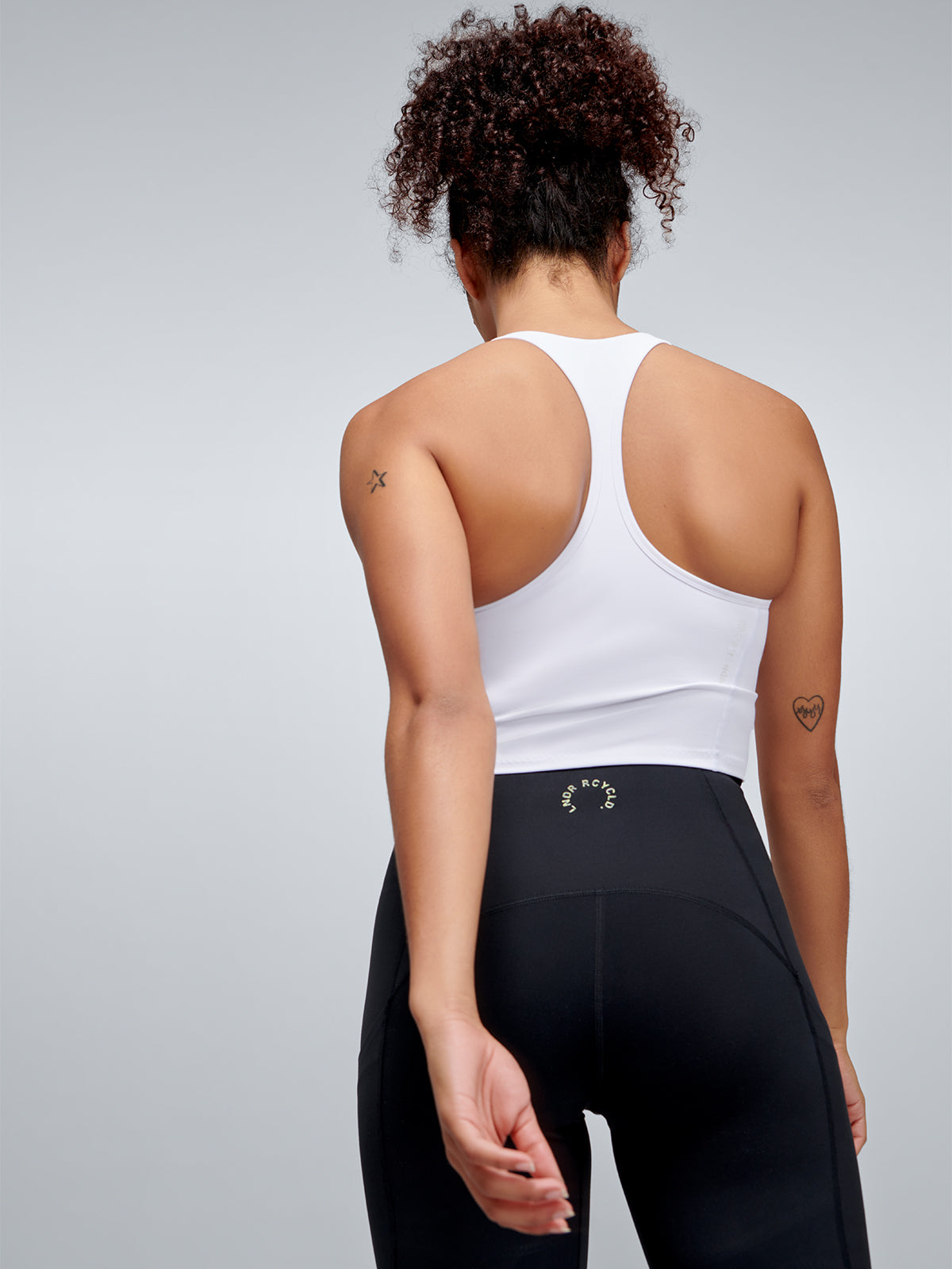 Womens femme fatale recycled longline white sports bra 2
