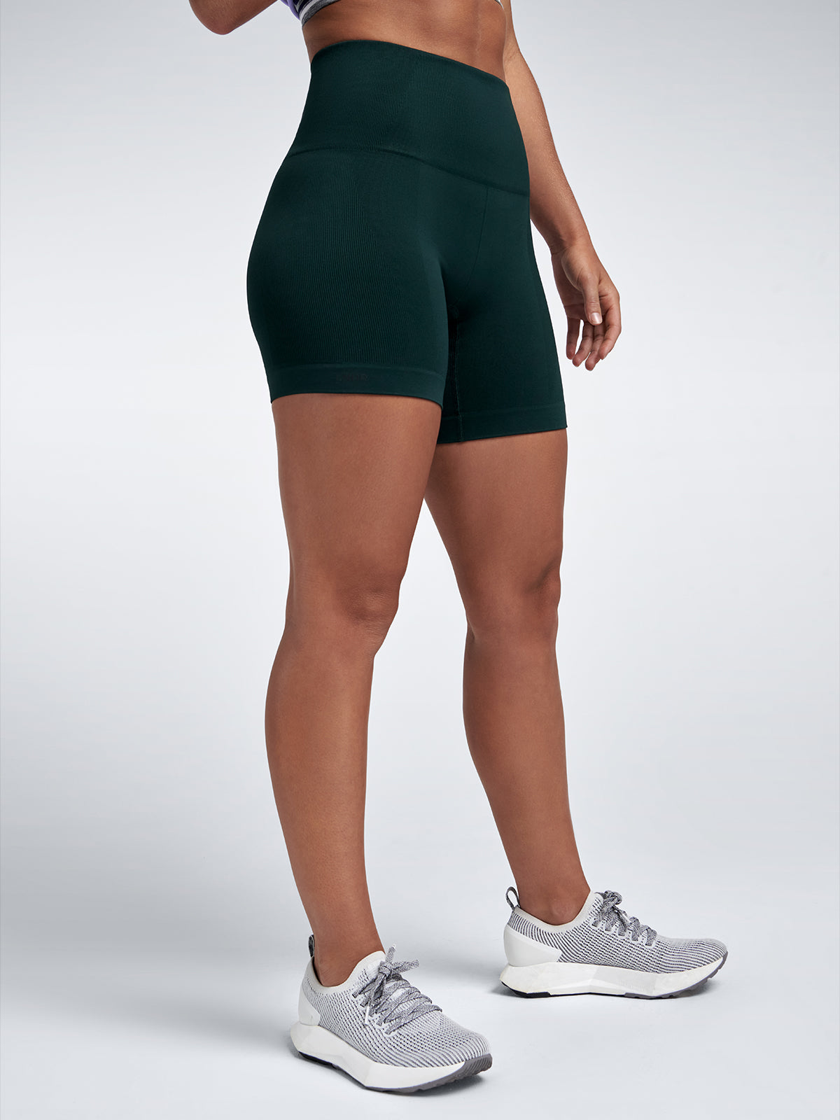 Womens chisel high waisted 6 inch dark green bike shorts 1