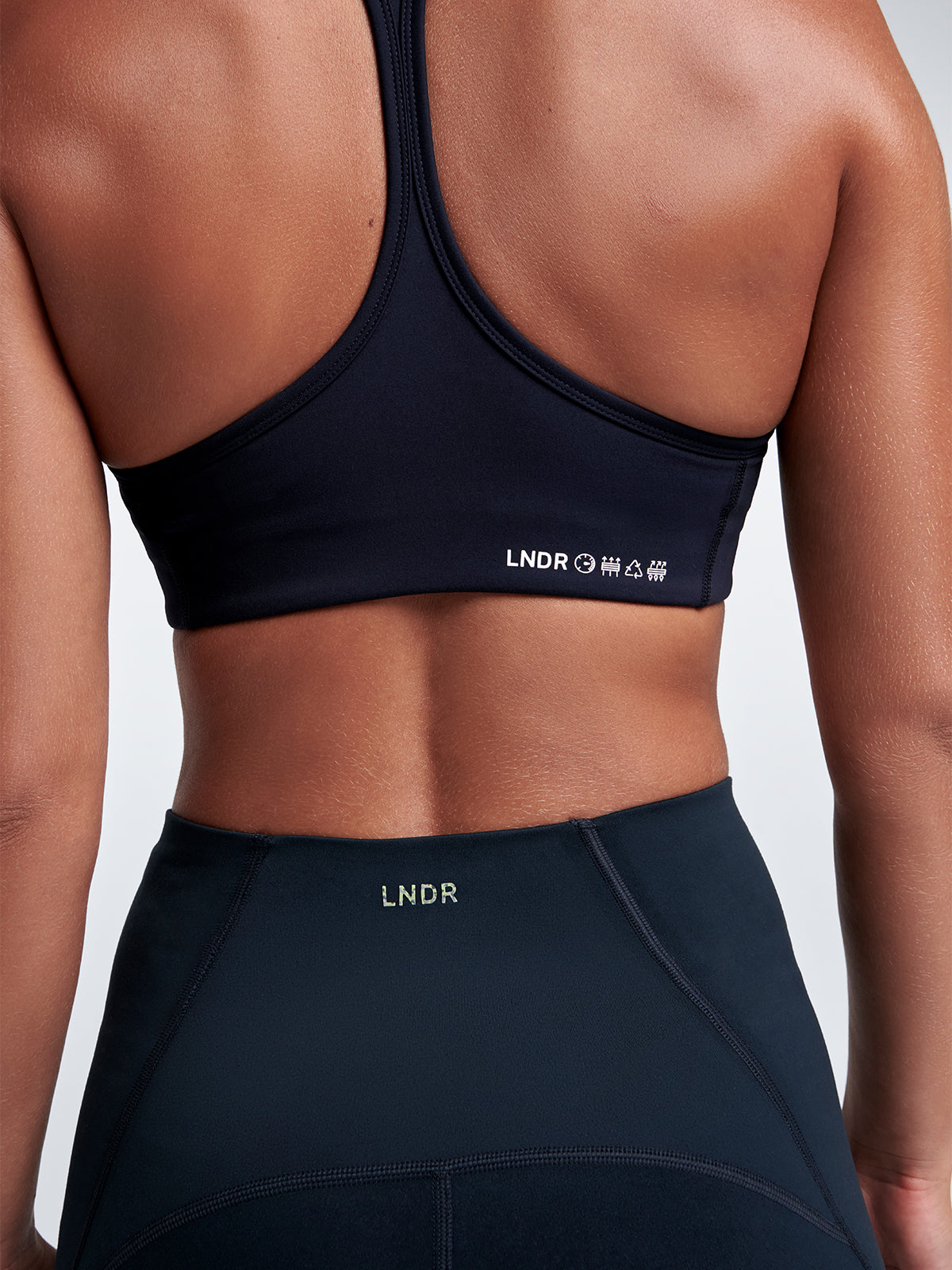 Womens fatal attraction recycled navy blue sports bra 3
