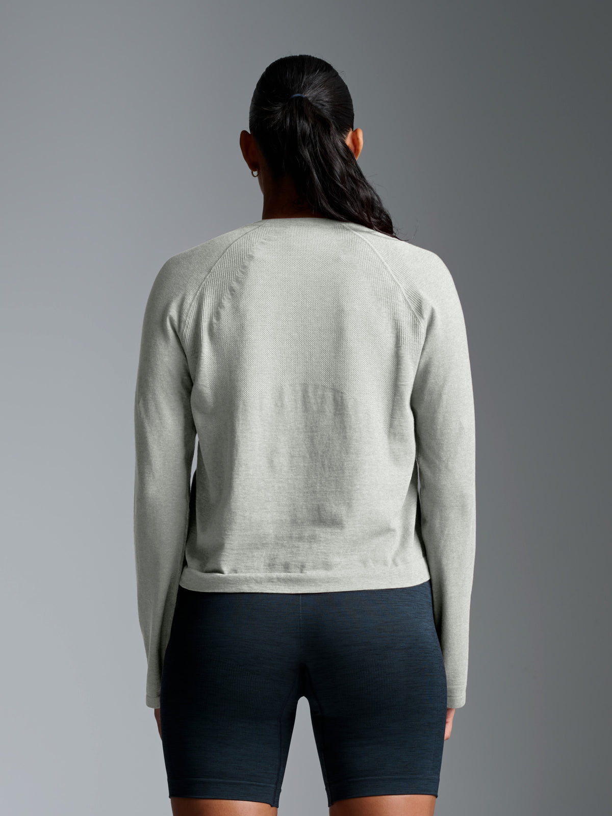HERE TODAY MELANGE Cropped Long Sleeve Tee Sage Marl