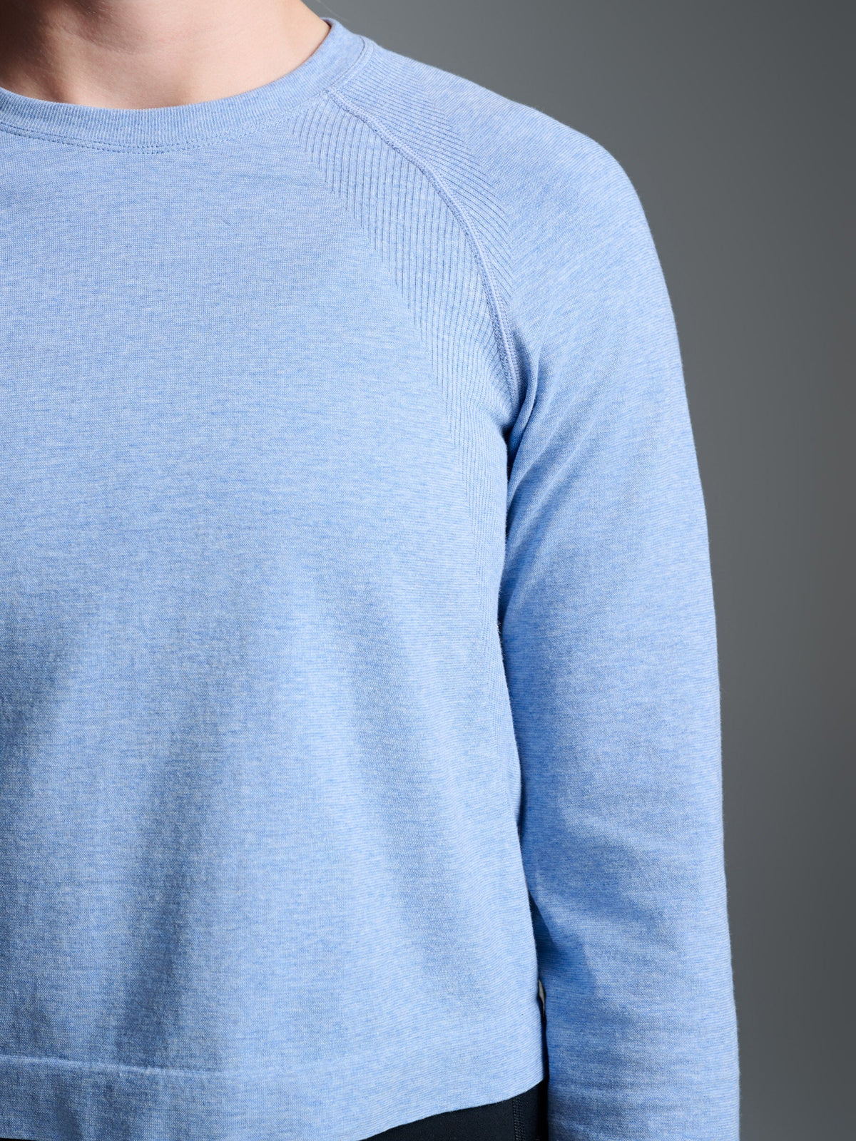 HERE TODAY MELANGE Cropped Long Sleeve Tee Blue Marl
