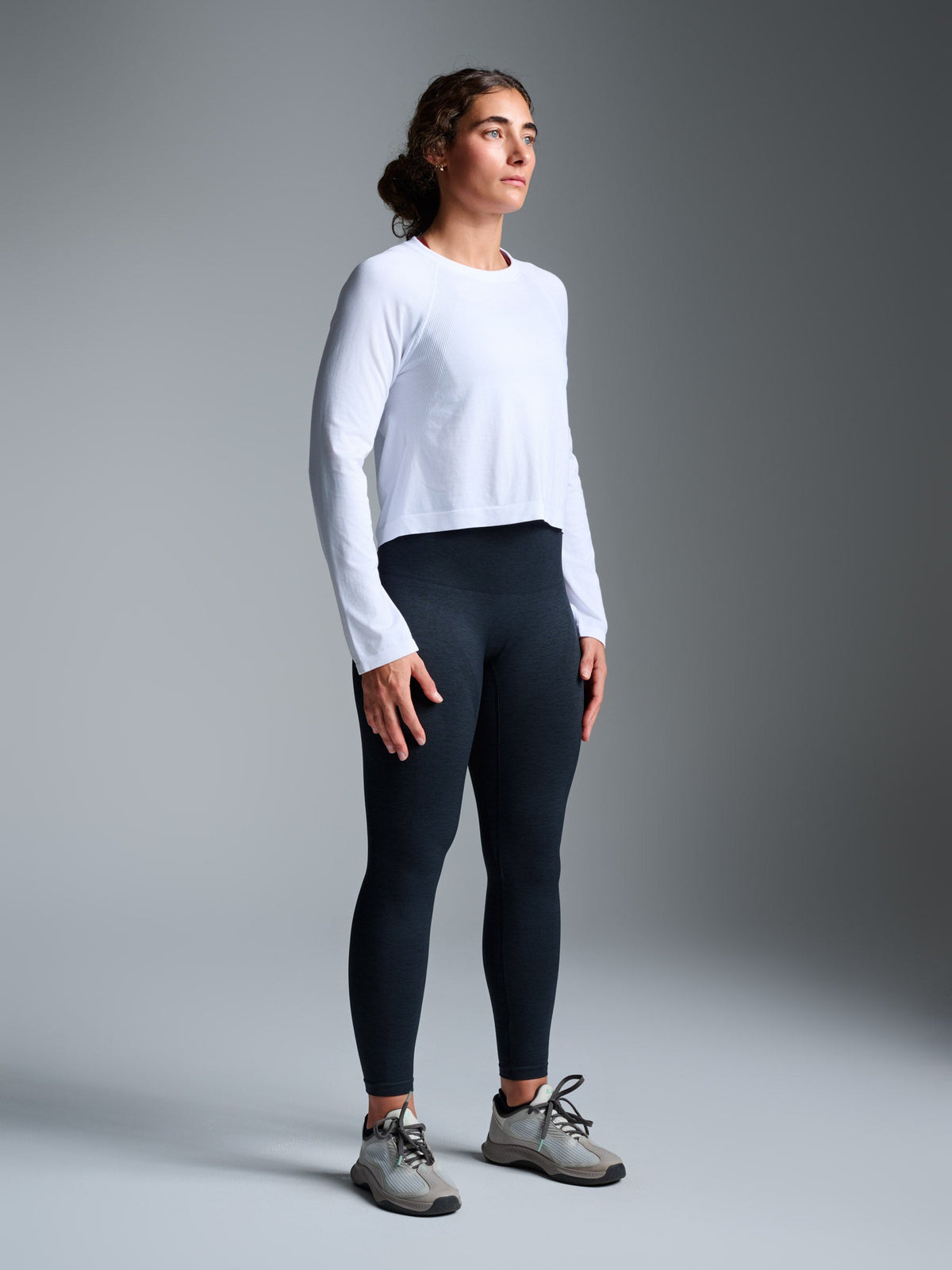 HERE TODAY Cropped Long Sleeve Tee White