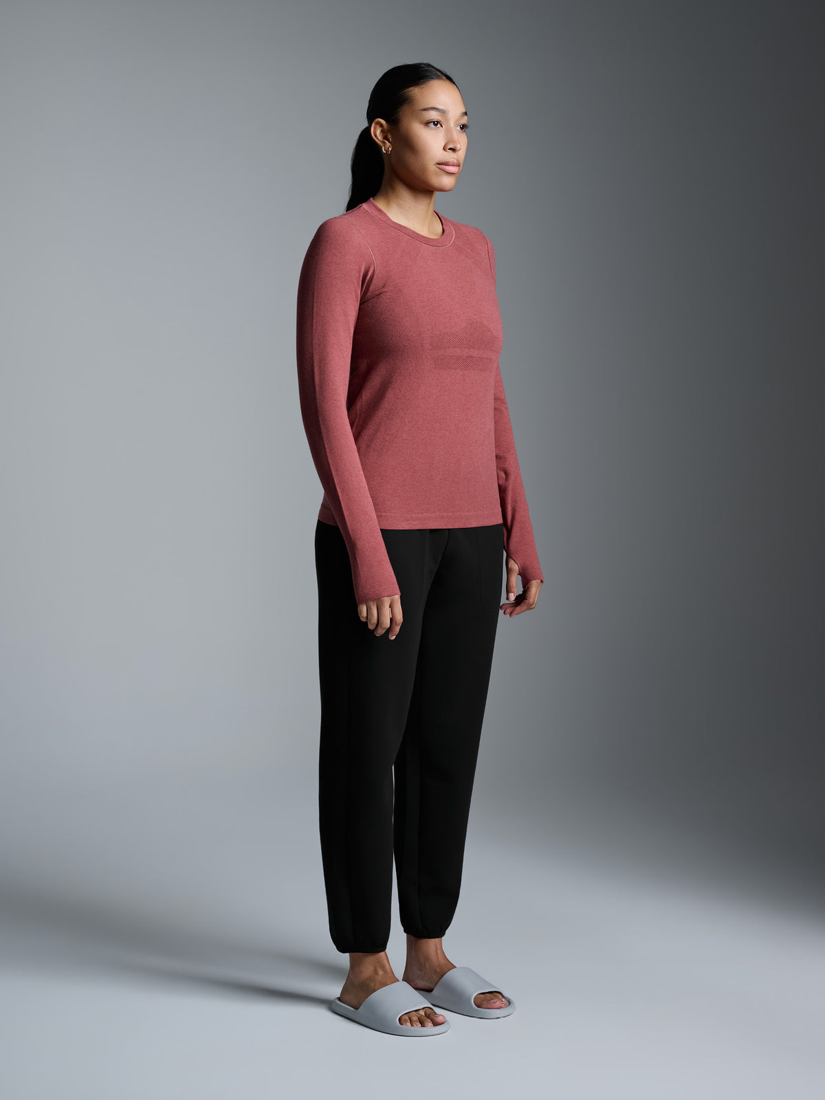 HERE TODAY MELANGE Long Sleeve Tee Earth Marl