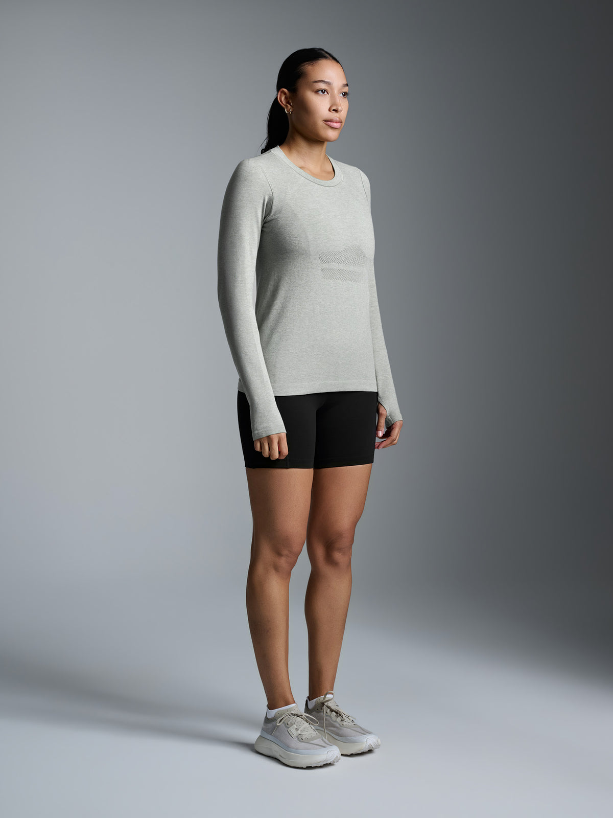 HERE TODAY MELANGE Long Sleeve Tee Sage Marl