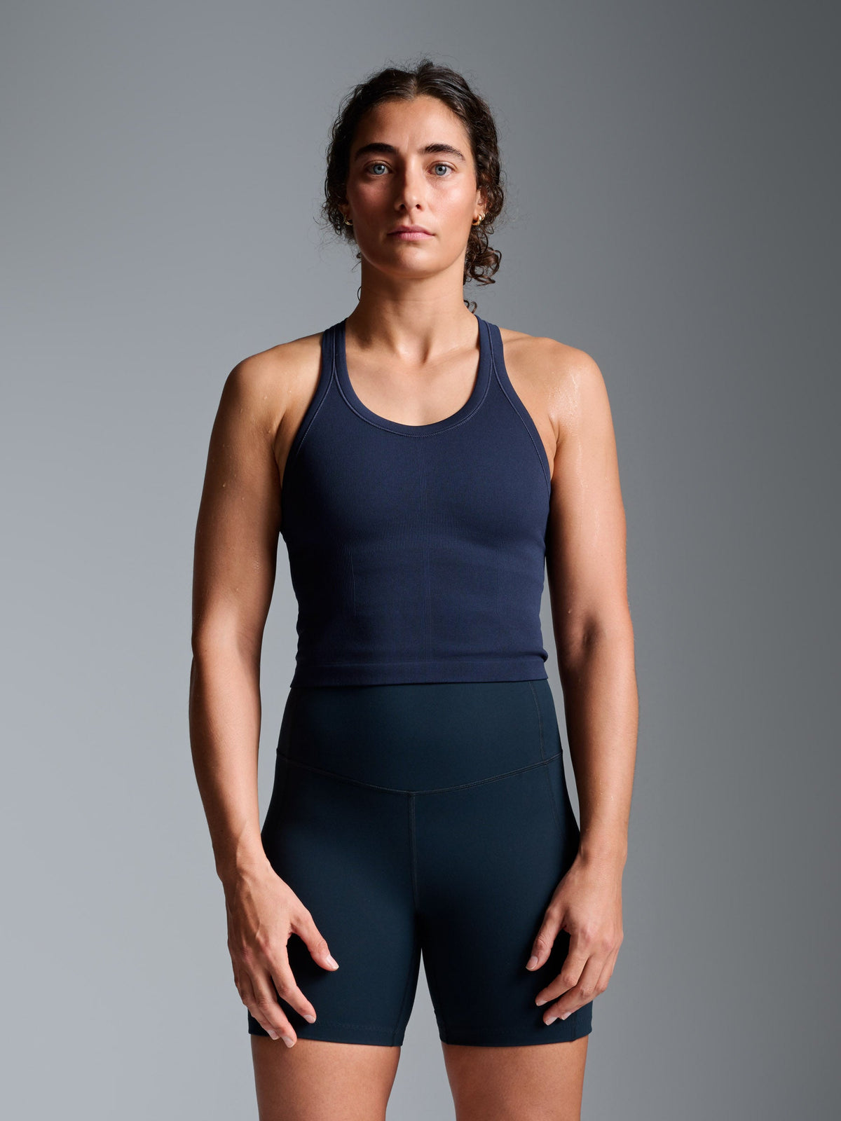 CROPPED MUSCLE TANK (RECYCLED) True Navy