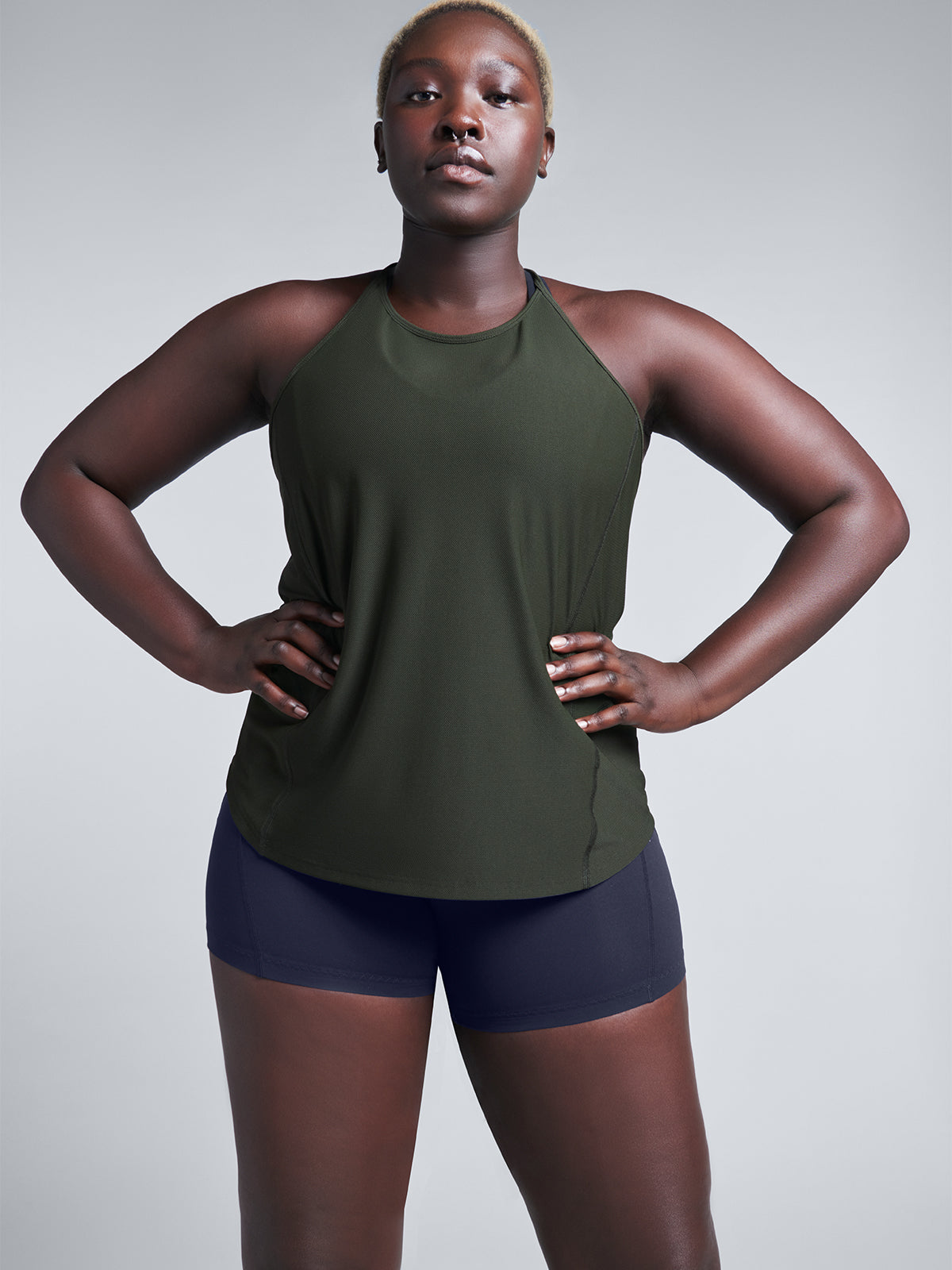 Womens olive green air tank top 8
