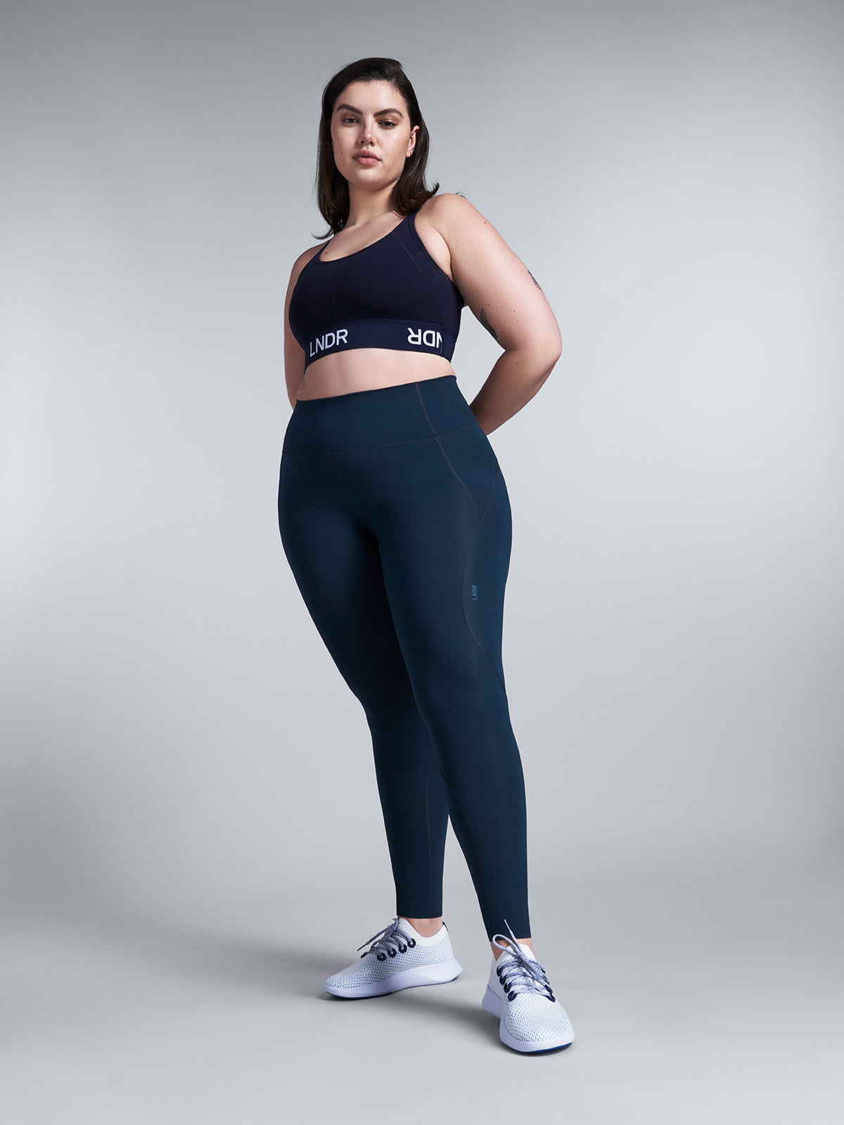 Womens limitless high waisted ankle length marine blue leggings 6