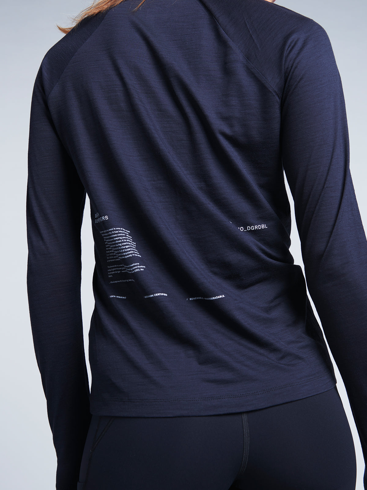 Womens tech-erino black long sleeve wool tee 5