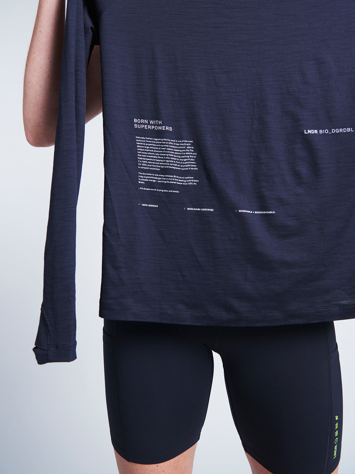 Womens tech-erino black long sleeve wool tee 2